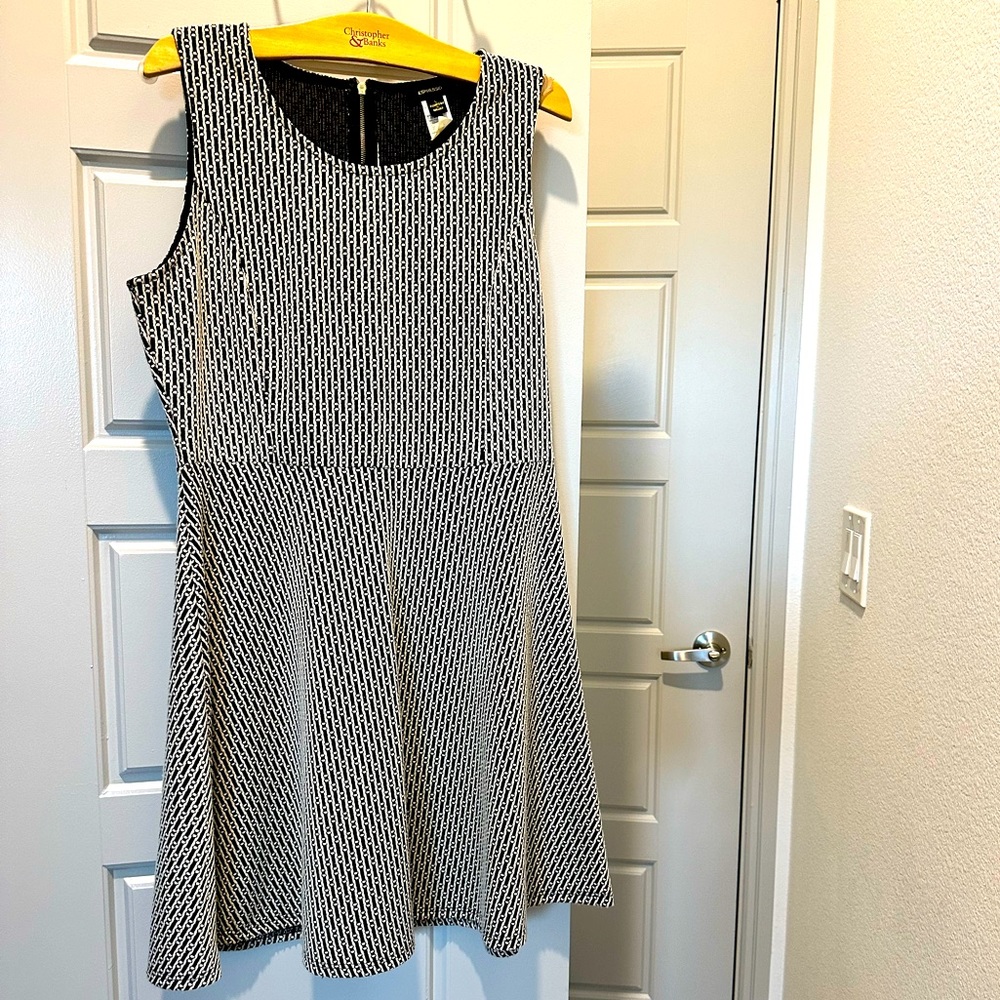 Black and white sleeveless ladies dress
